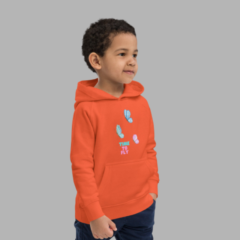 Time To Fly Unisex Hoodie For Kids, Butterfly Hoodie