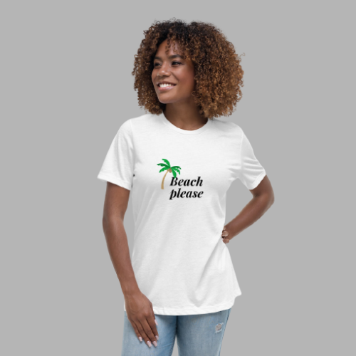 Beach Please Women's Relaxed T-Shirt, Beach Short Sleeve Tee For Women