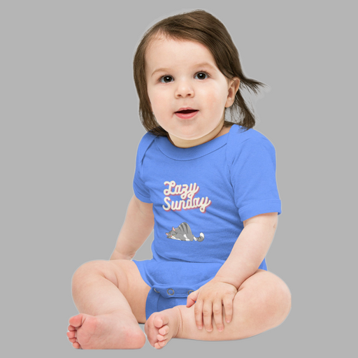 Lazy Sunday Baby Bodysuit, Lazy Cat Baby Short Sleeve Onesies