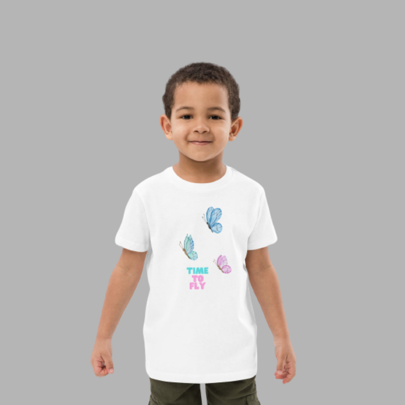 Time To Fly T-shirt For Kids, Butterfly Short Sleeve T-shirts , Top And Tees