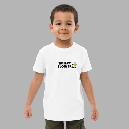 Smiley Flower T-shirt For Kids, Floral Unisex Short Sleeve For Kids