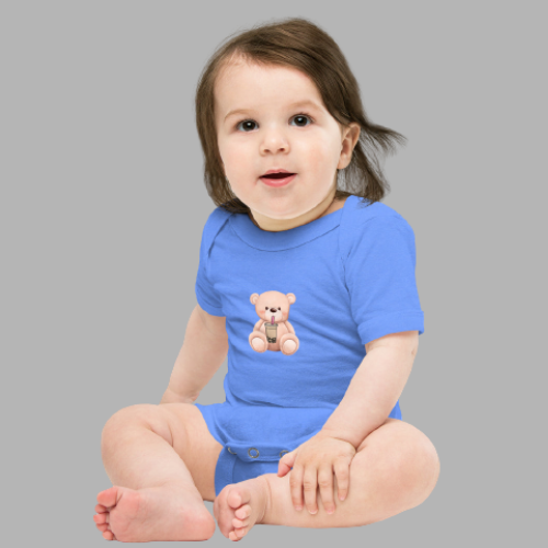 Teddy Bear Baby short sleeve, Baby Teddy Bear Bodysuits