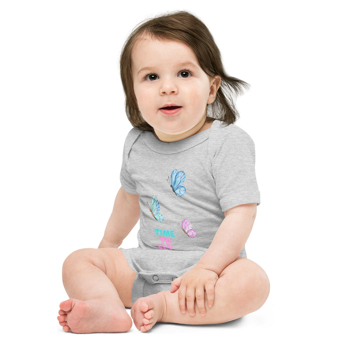 Time To Fly Baby short sleeve, Butterfly baby  Onesies, Baby Bodysuit