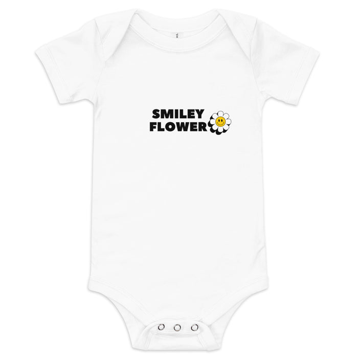 Smiley Flower Baby short sleeve, Floral Baby Bodysuits