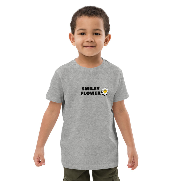 Smiley Flower T-shirt For Kids, Floral Unisex Short Sleeve For Kids