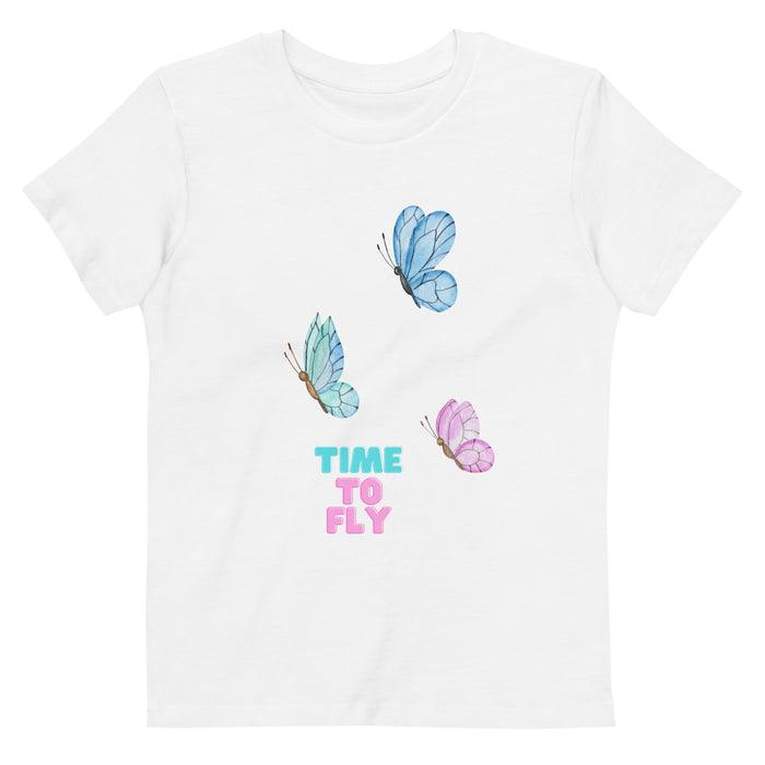 Time To Fly T-shirt For Kids, Butterfly Short Sleeve T-shirts , Top And Tees