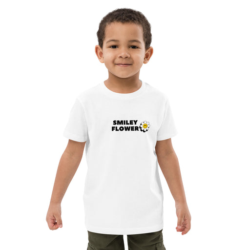 Smiley Flower T-shirt For Kids, Floral Unisex Short Sleeve For Kids