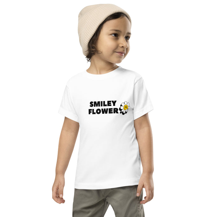 Smiley Flower Toddler Short Sleeve Tee, Floral Baby T-shirt