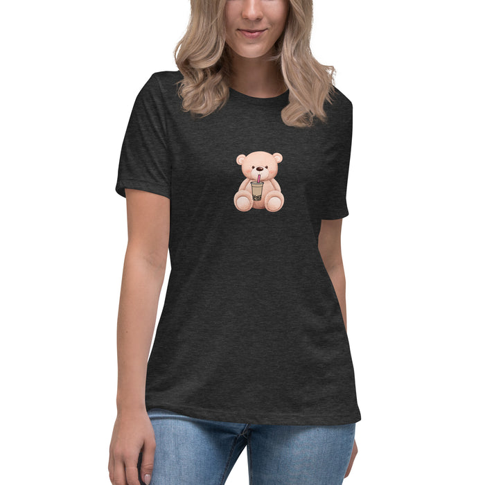 Teddy Bear Women's Relaxed T-Shirt, Cute Teddy Short Sleeve Tee For Women