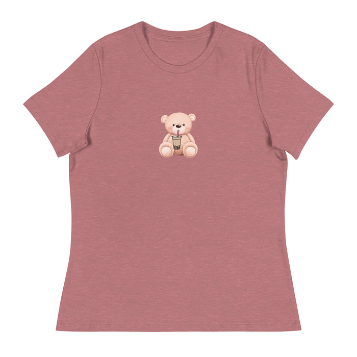 Teddy Bear Women's Relaxed T-Shirt, Cute Teddy Short Sleeve Tee For Women