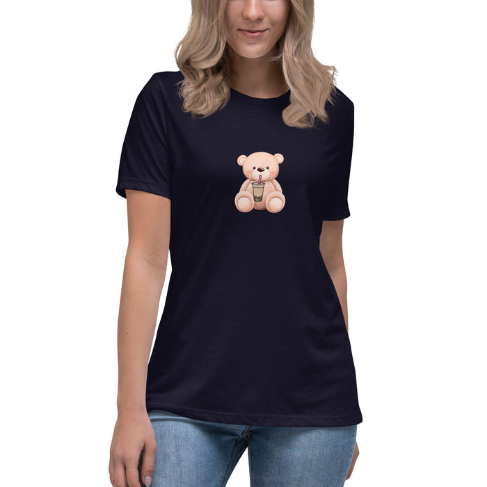 Teddy Bear Women's Relaxed T-Shirt, Cute Teddy Short Sleeve Tee For Women