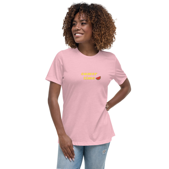 Summer Time Women's Relaxed T-Shirt, Summer Time Short Sleeve Tee For Women