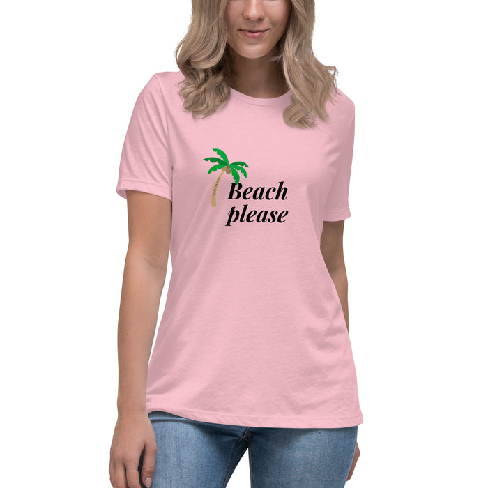 Beach Please Women's Relaxed T-Shirt, Beach Short Sleeve Tee For Women