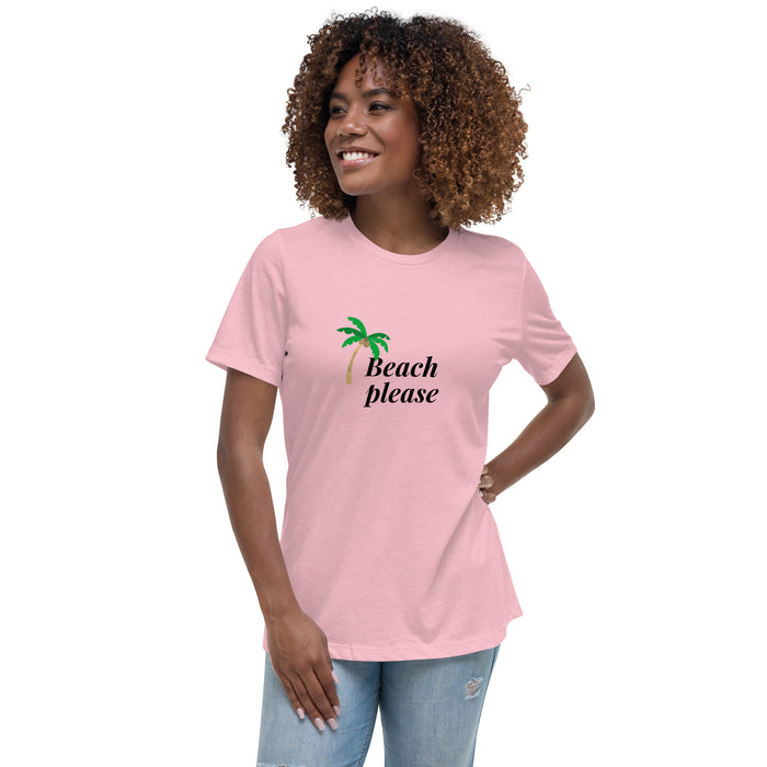 Beach Please Women's Relaxed T-Shirt, Beach Short Sleeve Tee For Women