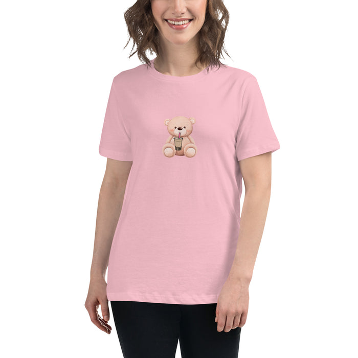 Teddy Bear Women's Relaxed T-Shirt, Cute Teddy Short Sleeve Tee For Women