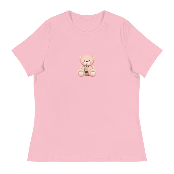 Teddy Bear Women's Relaxed T-Shirt, Cute Teddy Short Sleeve Tee For Women