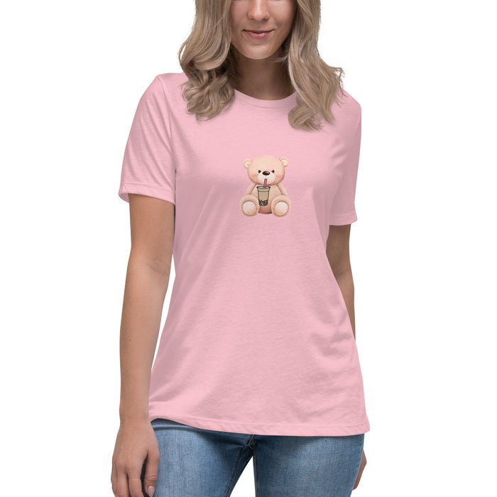 Teddy Bear Women's Relaxed T-Shirt, Cute Teddy Short Sleeve Tee For Women