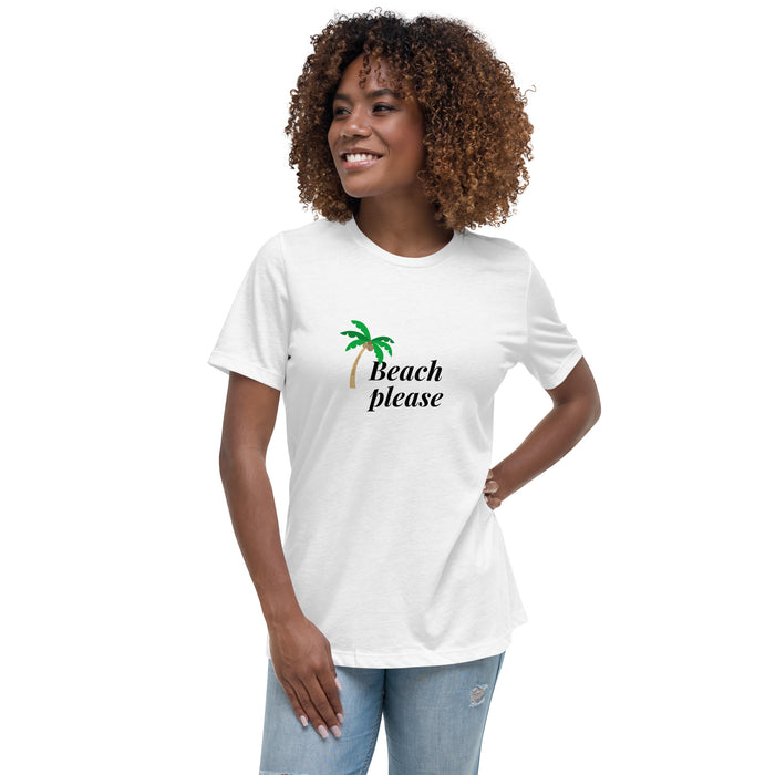 Beach Please Women's Relaxed T-Shirt, Beach Short Sleeve Tee For Women