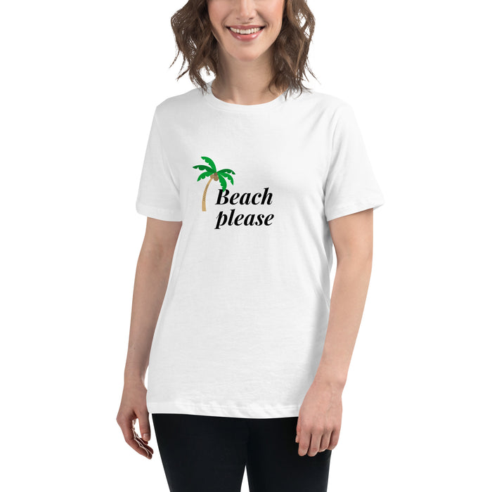 Beach Please Women's Relaxed T-Shirt, Beach Short Sleeve Tee For Women