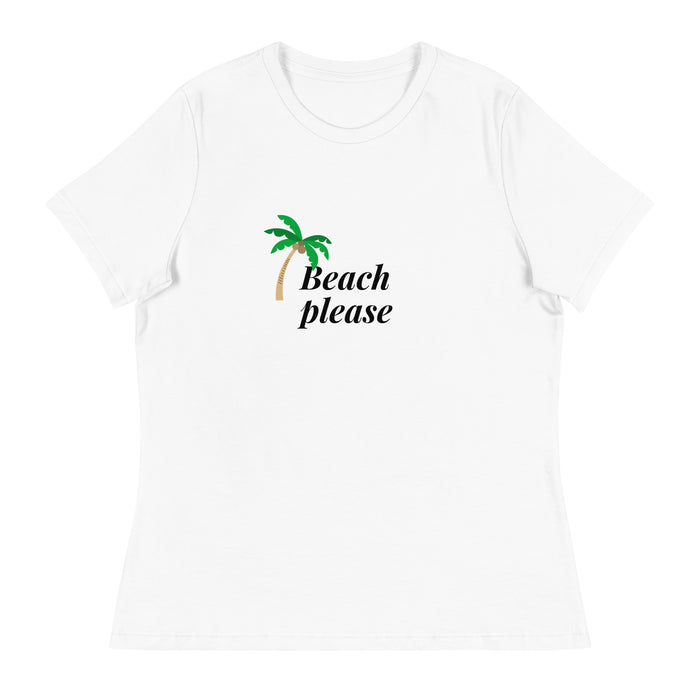 Beach Please Women's Relaxed T-Shirt, Beach Short Sleeve Tee For Women